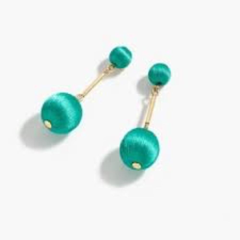 JCrew Thread ball drop earrings in dark jade - Picture 1 of 2